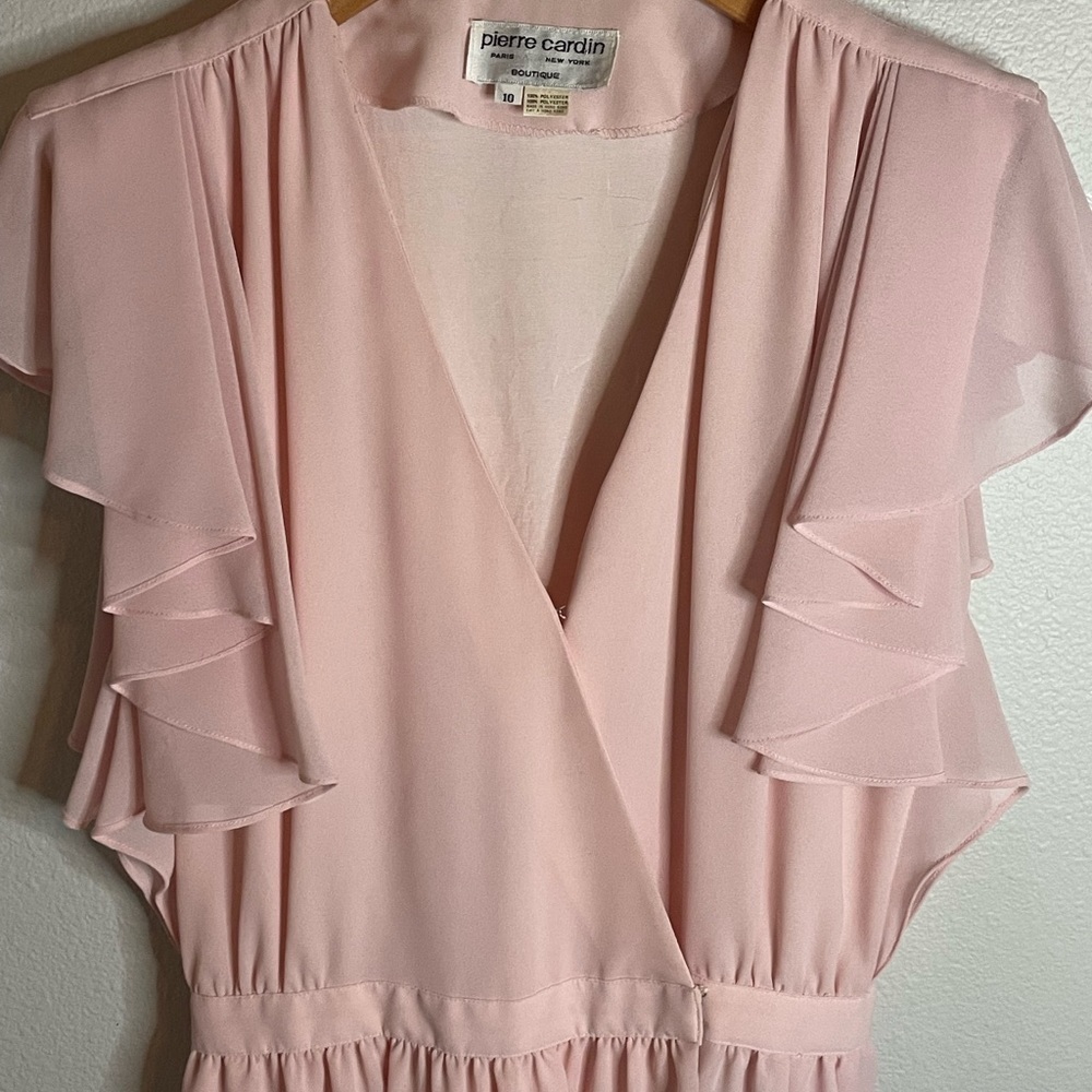 PIERRE CARDIN Paris New York BOUTIQUE SZ 10 Vintage Dress‎ Pink 6 8 VTG Ruffle - Picture 3 of 10